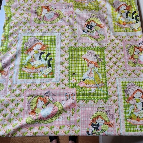 70s Katie’s Patchwork by Sears Holly Hobbie Style Twin Flat Sheet by Sears - Picture 5 of 9